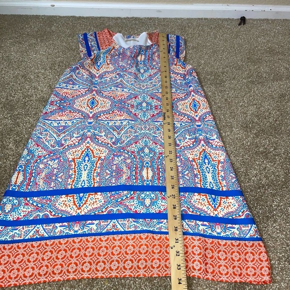 Everly Women's dress Orange Blue Boho Print A-line Size Sm Anthropologie sheath - Picture 4 of 8